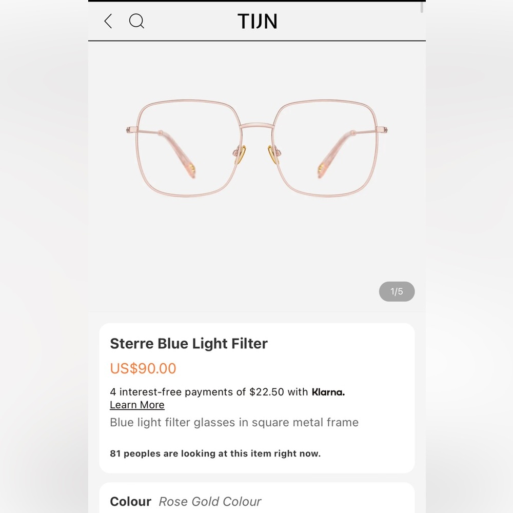 TIJN Sterre rose gold blue light filter non-prescription glasses